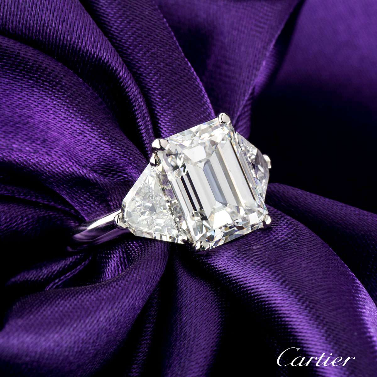 cartier emerald cut diamond ring